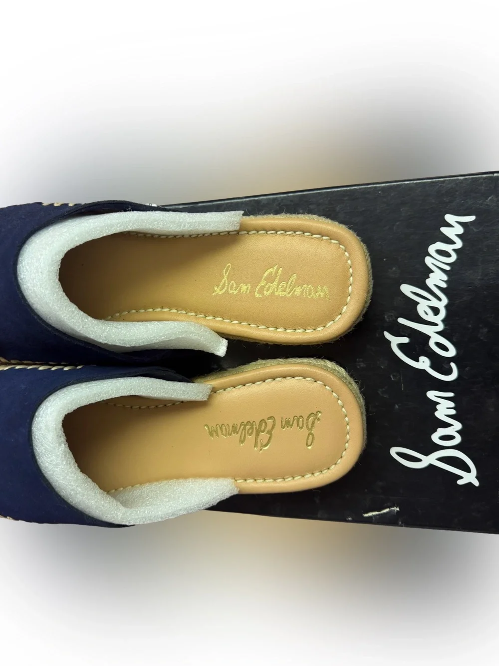 Sam Edelman Austin Navy Suede Espadrille Clogs- Size 10.5